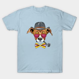 Hipster Greyhound Dog  in a hat, glasses and bow tie T-Shirt